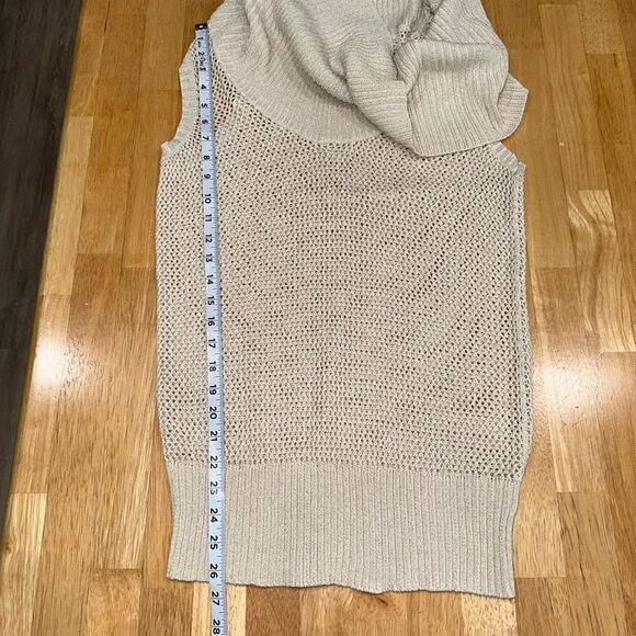 Cache Neutral Metallic Open Knit Sleeveless Sweater Silk Blend Womens Large - Picture 8 of 11